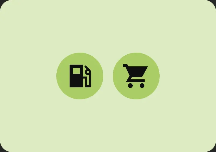 Gas pump and grocery cart icons representing 3% cash back categories with AutoPay