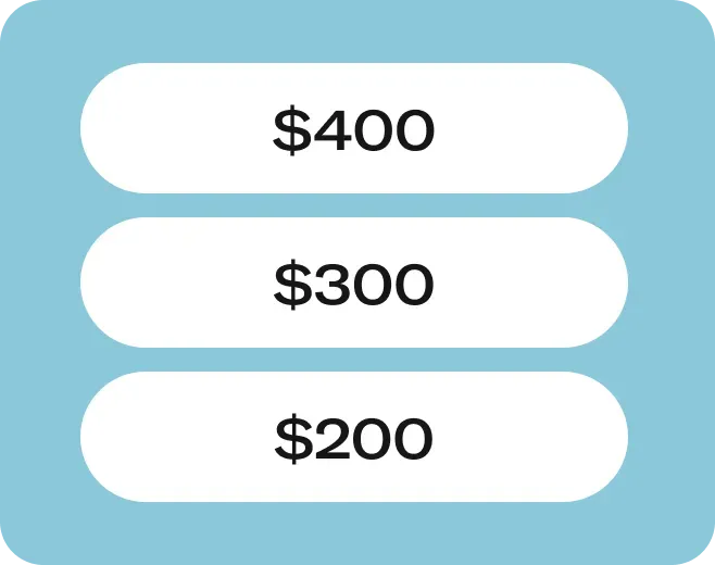 Different potential offer amounts.