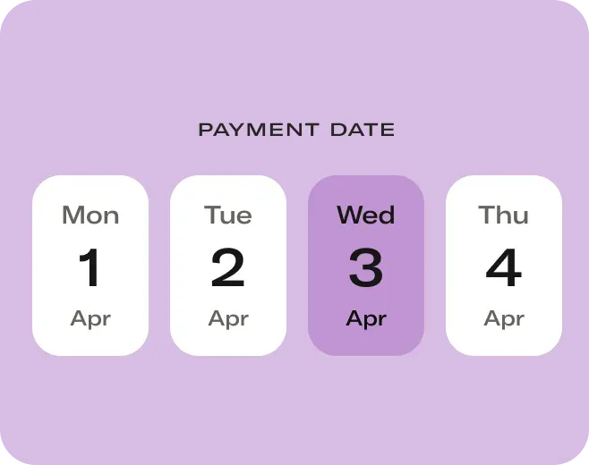 Payment date calendar example.